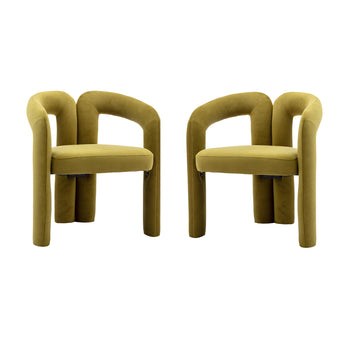 Coolmore Contemporary Designed Velvet Fabric Upholstered Accent Dining Chair Barrel Side Chairs Kitchen Armchair For Living Room Set Of 2 Olive Velvet Olive Foam Velvet