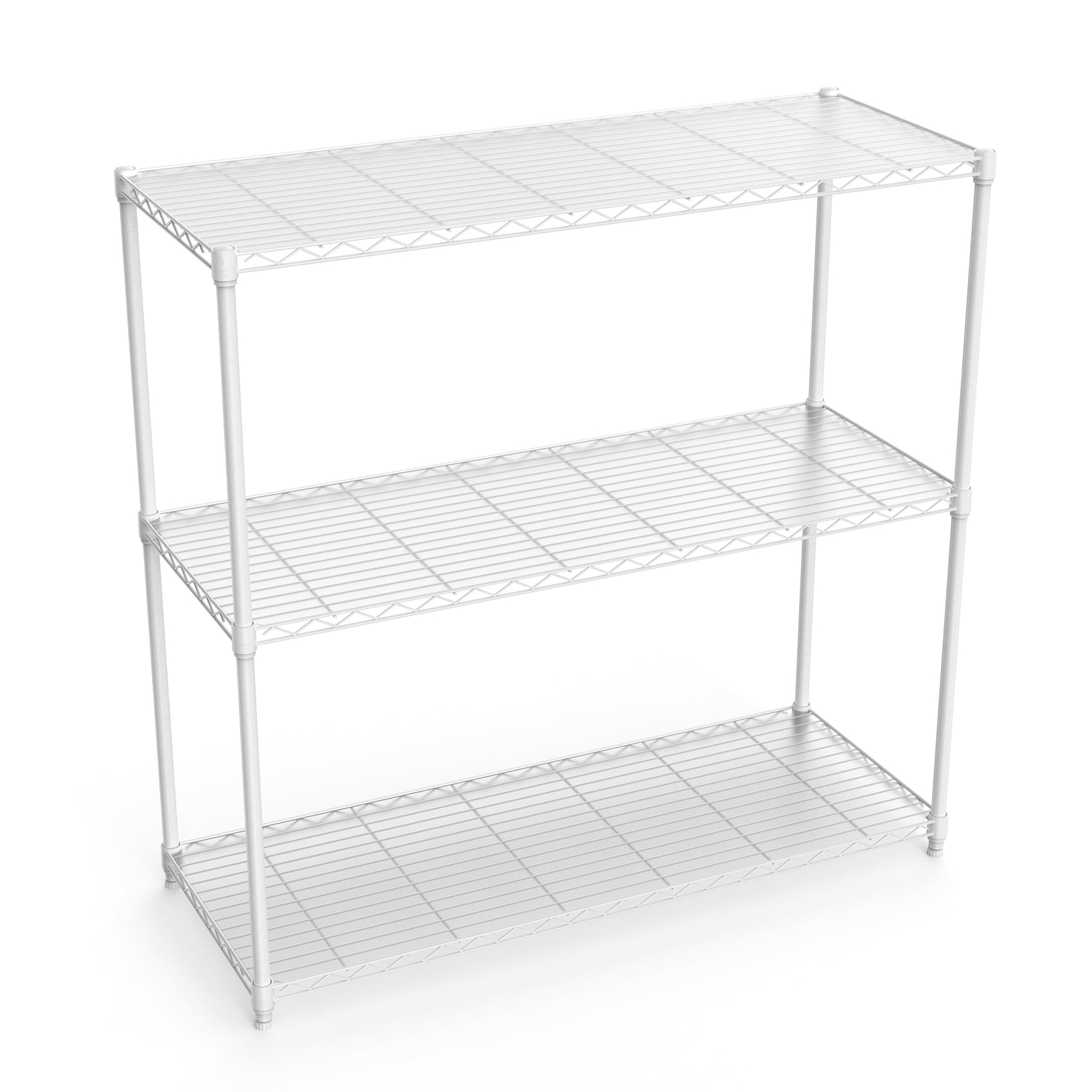 3 Tier Wire Shelving Unit, 1050 Lbs Nsf Height Adjustable Metal Garage Storage Shelves, Heavy Duty Storage Wire Rack Metal Shelves White White Iron Plastic