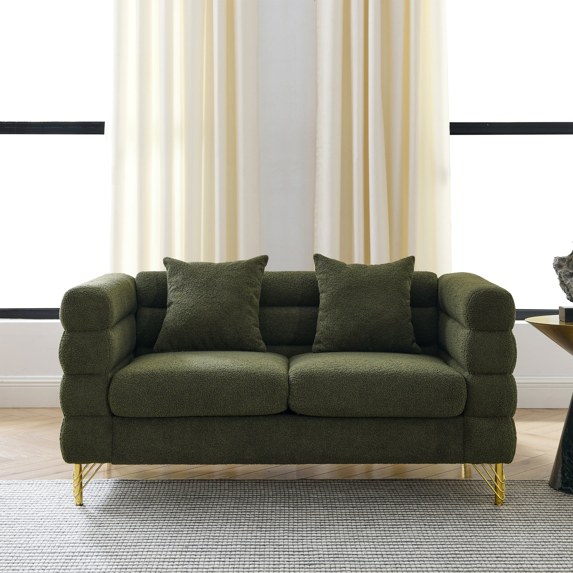 3 Seater 3 Seater Combination Sofa.Green Teddy Green Primary Living Space American Design Foam Fabric