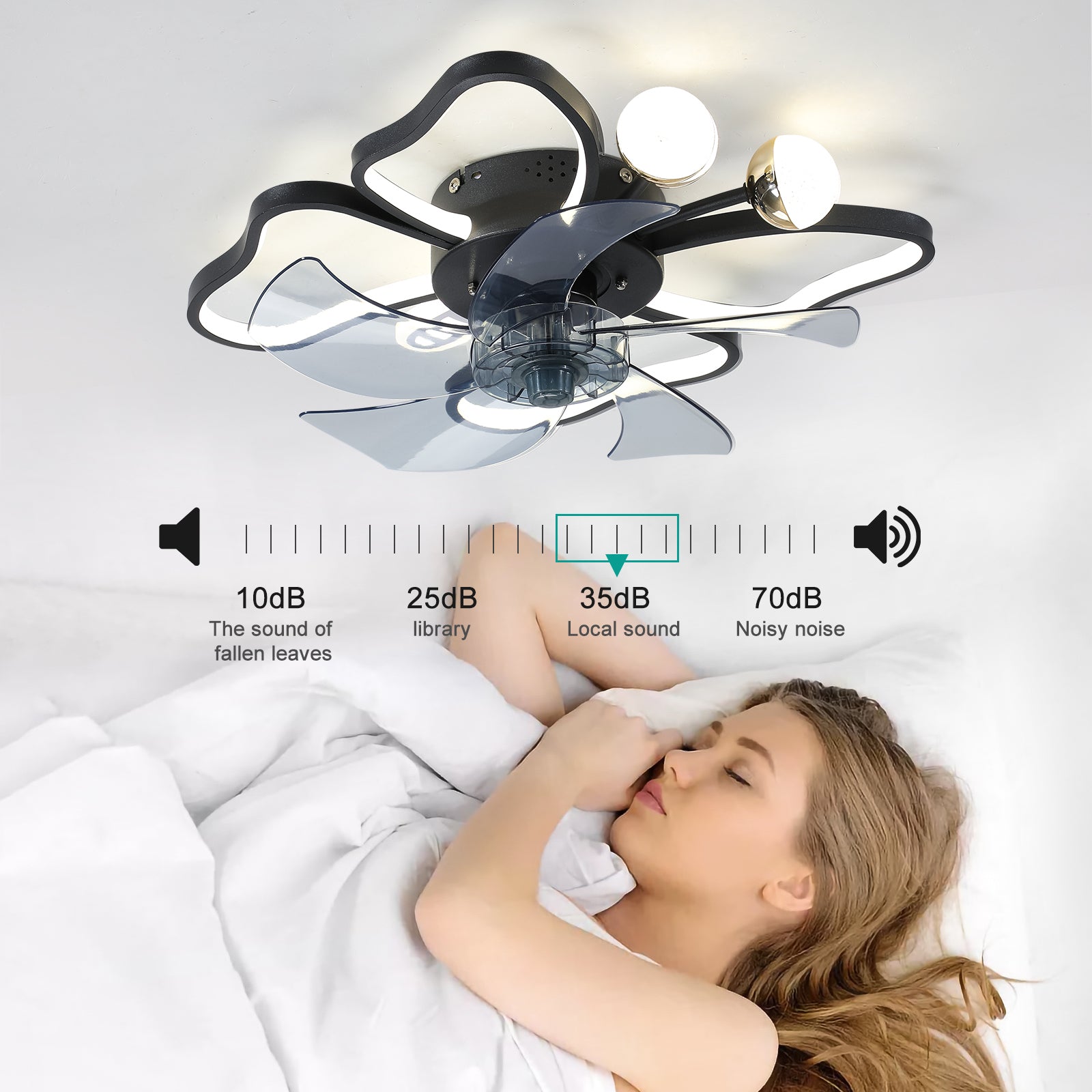 19.7 Inch Light Ceiling Fan With Lights Remote Control With Modern Butterfly Design Styling, Black, Fan For Bedroom, Living Room, Timing Function, Noiseless, Children'S Favorite Black Aluminium Iron