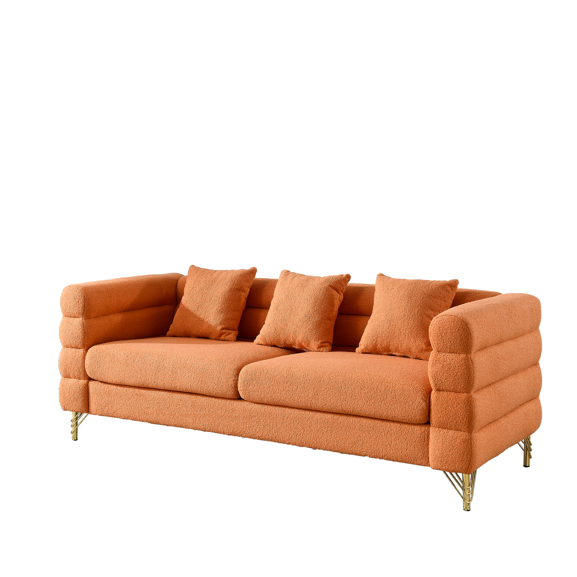 3 Seater 2 Seater Combination Sofa.Orange Teddy Orange Primary Living Space American Design Foam Fabric