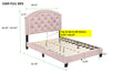 Full Upholstered Platform Bed With Adjustable Headboard 1Pc Full Size Bed Pink Fabric Pink Wood