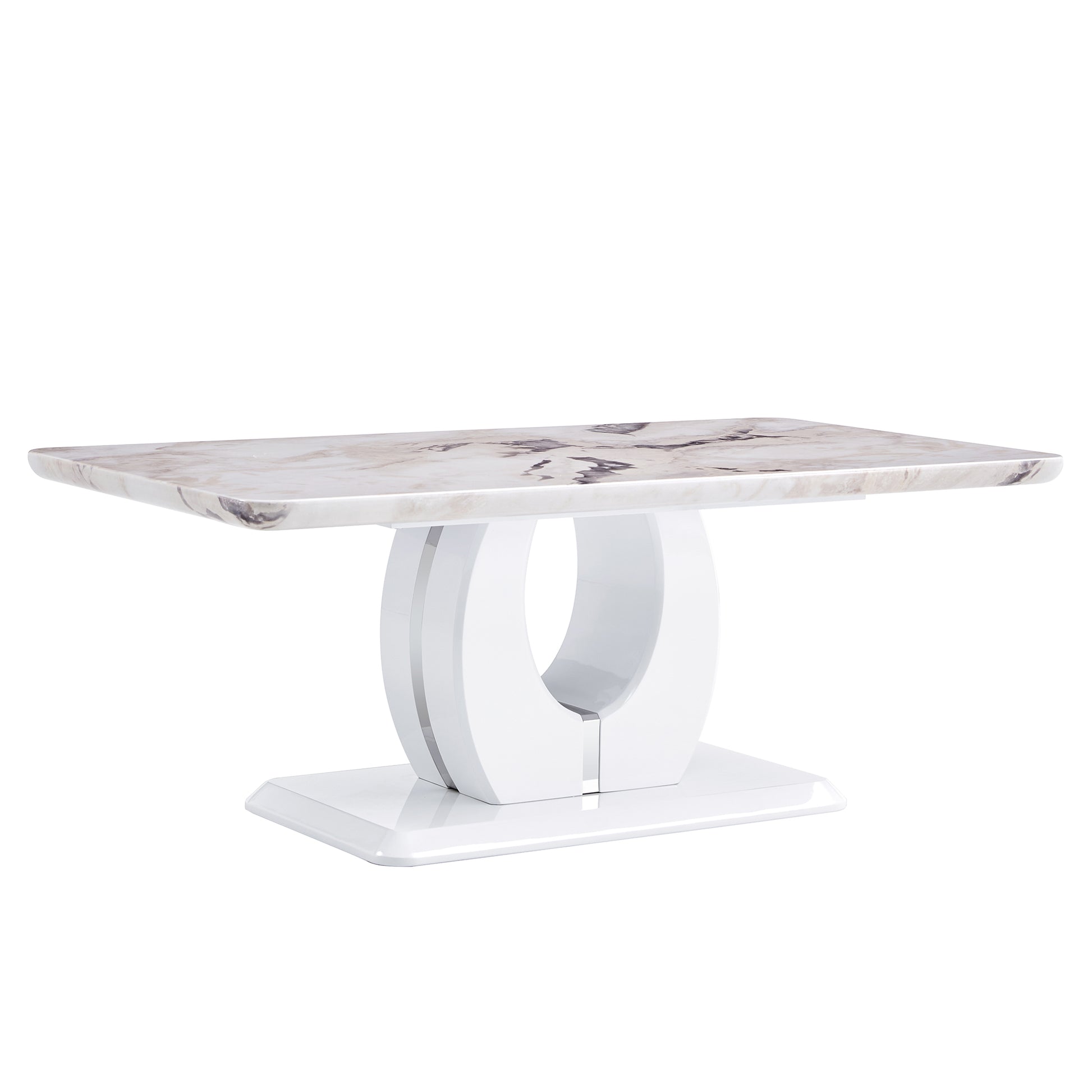 Modern Simple Luxury Imitation Marble Dining Table Rectangular Coffee Table. The Computer Desk. The Game Table. Suitable For Dining Room, Living Room, Terrace, Kitchen. W1151S00265 White Mdf