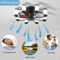 21.7 Inch Ceiling Fan Light Windmill Shaped Flush Mount Ceiling Fan With Light With Remote Control And Timer,Black Black White Abs Iron