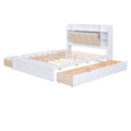 Wood Queen Size Platform Bed With Storage Headboard, Shelves And 4 Drawers, White Box Spring Not Required Queen White Wood Bedroom Bed Frame Solid Wood Mdf