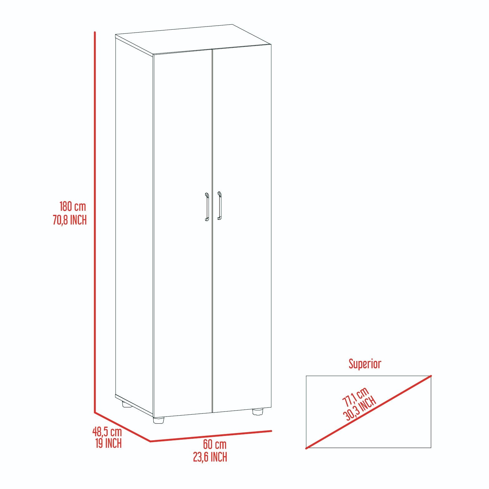 Armoire Organiser 702"H, Two Shelves, Rod, Double Door Cabinet Armoire, Black Black Particle Board Particle Board