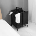 2 Tier Laundry Hamper 110L Large Oxford Clothes Basket Sorter With, Lid And Sorting Cards For Clothes & Toys Storage,Black Black Fabric