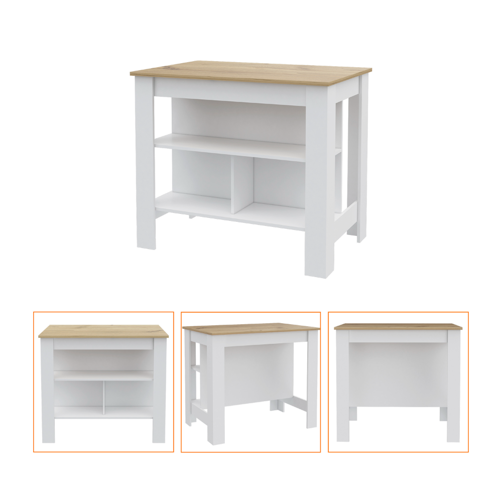 2 Piece Kitchen Set, Kitchen Island Pantry Cabinetwhite Light Oak White Particle Board Particle Board