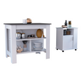 2 Piece Kitchen Set, Kitchen Island Lower Microwave Pantry Cabinetwhite Onyx White Particle Board Particle Board