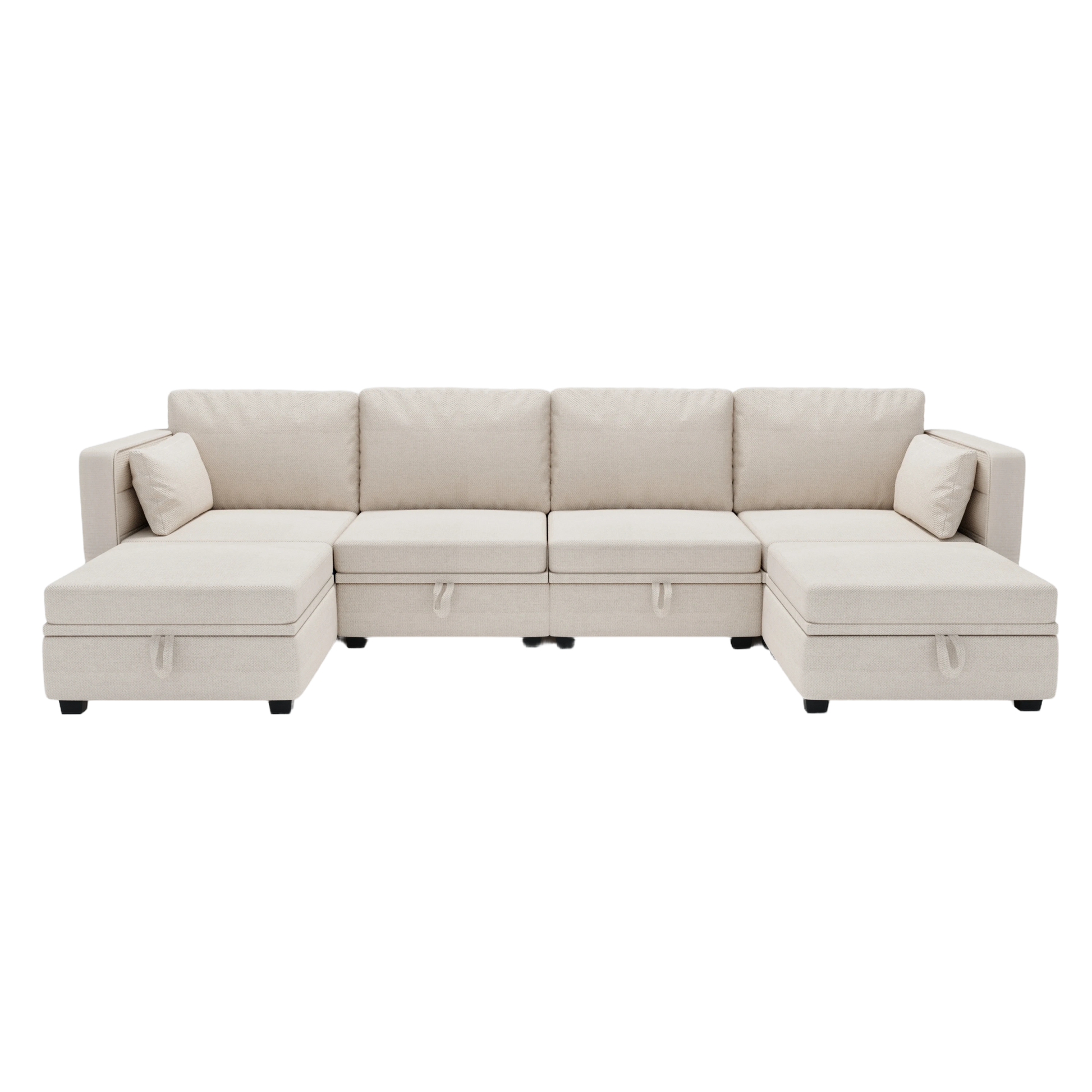 United We Win Modular Sectional Sofa U Shaped Modular Couch With Reversible Chaise Modular Sofa Sectional Couch With Storage Seats Beige Linen