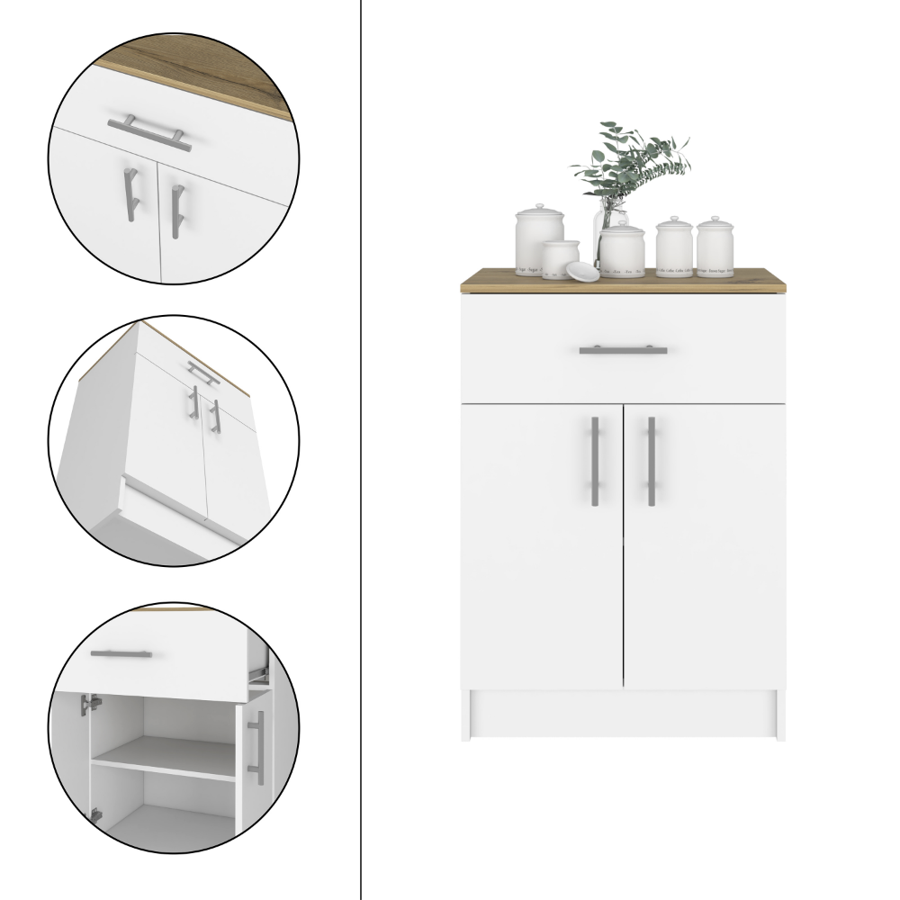 2 Piece Kitchen Set, Kitchen Island Pantry Cabinetwhite Light Oak White Particle Board Particle Board