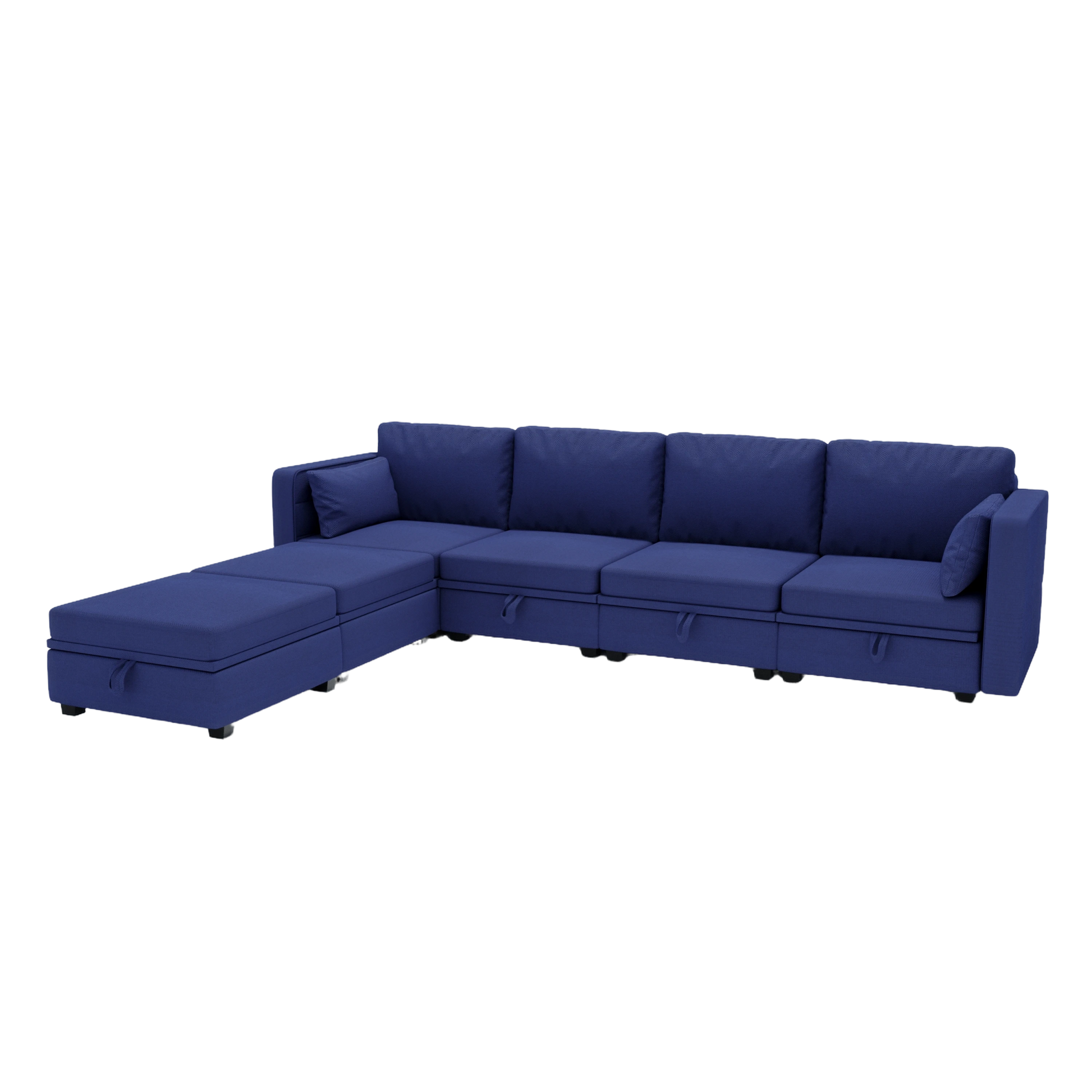 United We Win Modular Sectional Sofa U Shaped Modular Couch With Reversible Chaise Modular Sofa Sectional Couch With Storage Seats Navy Linen