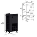 Bar Cart With 6 Built In Wine Rack And Casters, Black Black Particle Board Particle Board