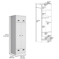 White Dresser Closet With Upper Storage Covered With 1 Door, This Wardrobe Also Has 2 Central Shelves And 1 Tube For Hanging Clothes Covered By 2 Doors, And 1 Drawer At The Bottom. White Particle Board Particle Board