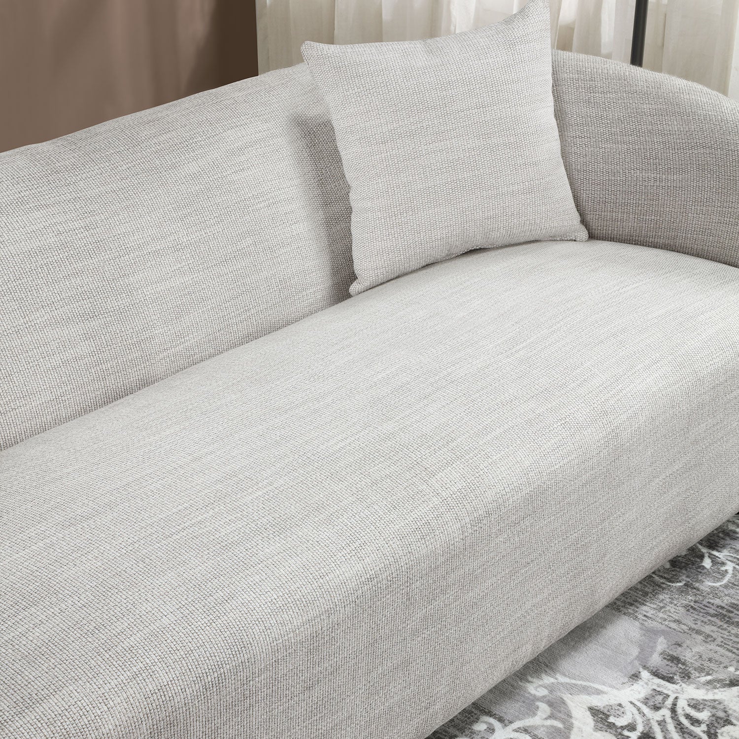 3 Seater Sofa Comfy Sofa For Living Room, Boucl Couch Grey Grey Fabric