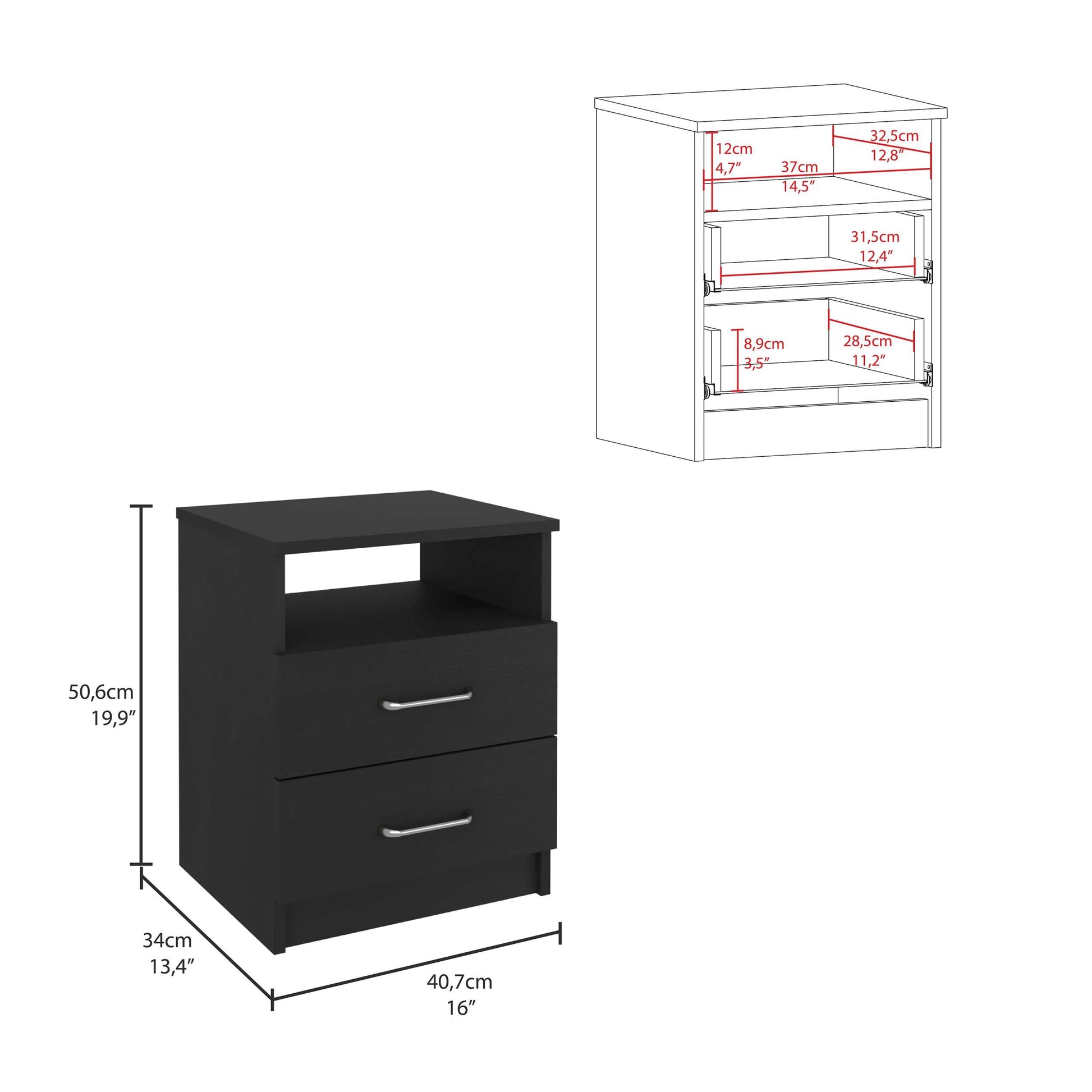 3 Piece Bedroom Set, London Armoire Salento Nightstand Salento Nightstand, Black Full Black 3 Piece Set Particle Board Particle Board