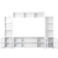 Minimalism Entertainment Wall Unit With Bridge, Modern Tv Console Table For Tvs Up To 70