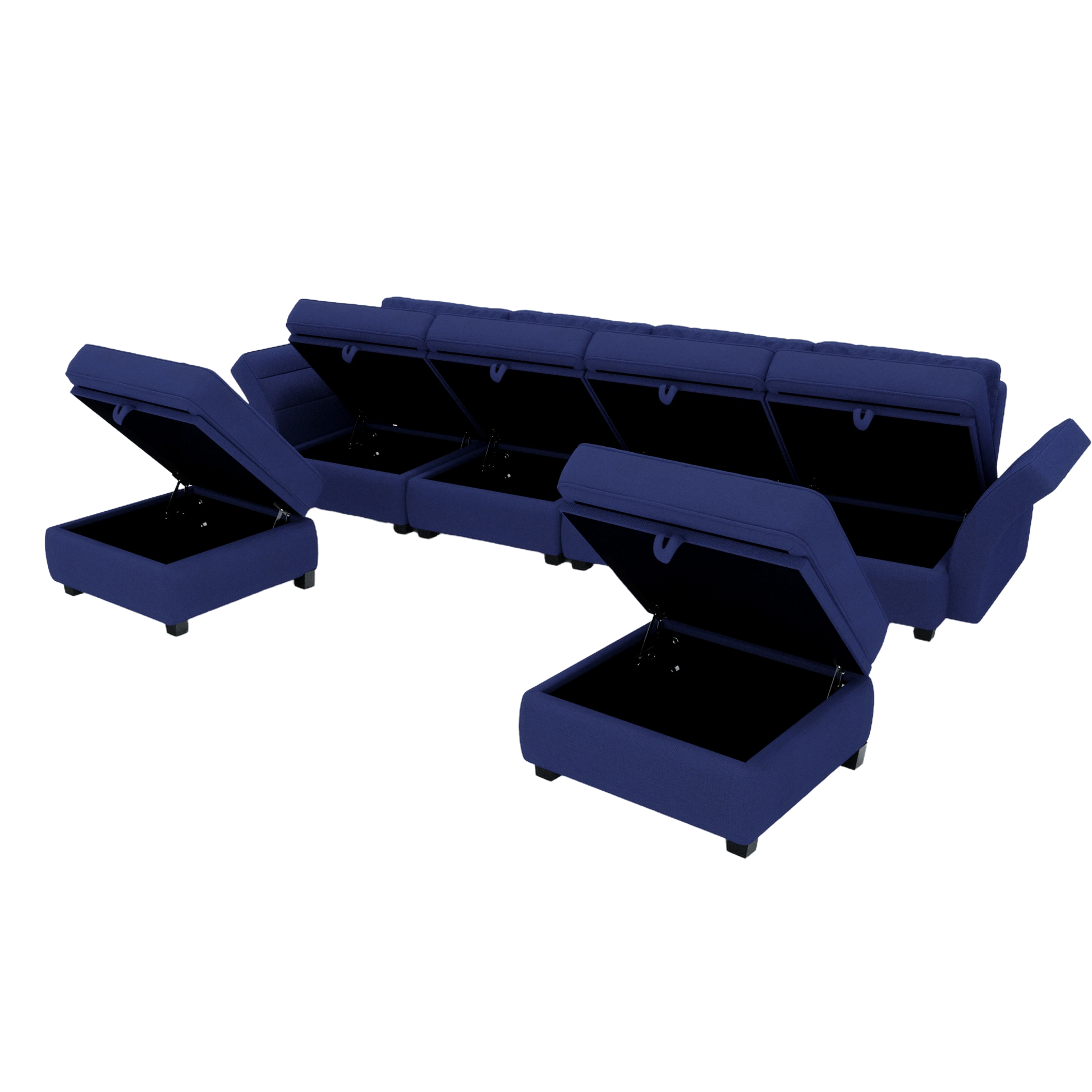 United We Win Modular Sectional Sofa U Shaped Modular Couch With Reversible Chaise Modular Sofa Sectional Couch With Storage Seats Navy Linen