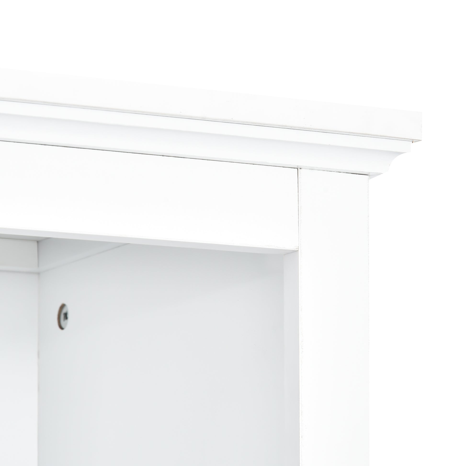 Minimalism Entertainment Wall Unit With Bridge, Modern Tv Console Table For Tvs Up To 70", Multifunctional Tv Stand With Tempered Glass Door, White Old Sku: Sd000009Aak White 70 79 Inches Particle Board