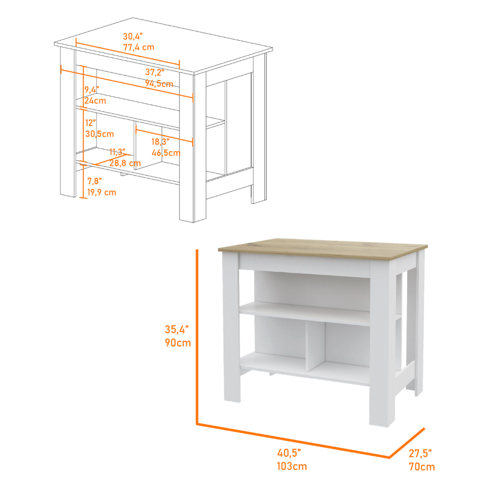 2 Piece Kitchen Set, Kitchen Island Pantry Cabinetwhite Light Oak White Particle Board Particle Board