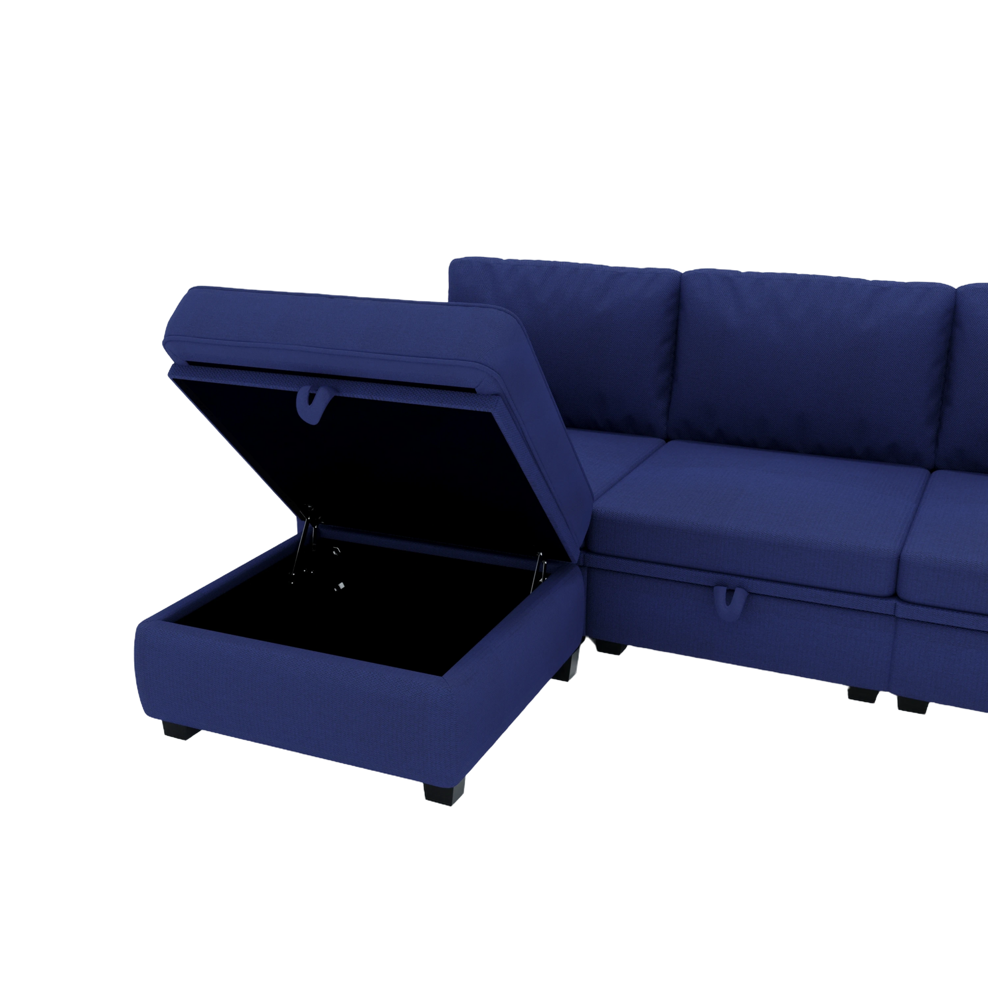 United We Win Modular Sectional Sofa U Shaped Modular Couch With Reversible Chaise Modular Sofa Sectional Couch With Storage Seats Navy Linen
