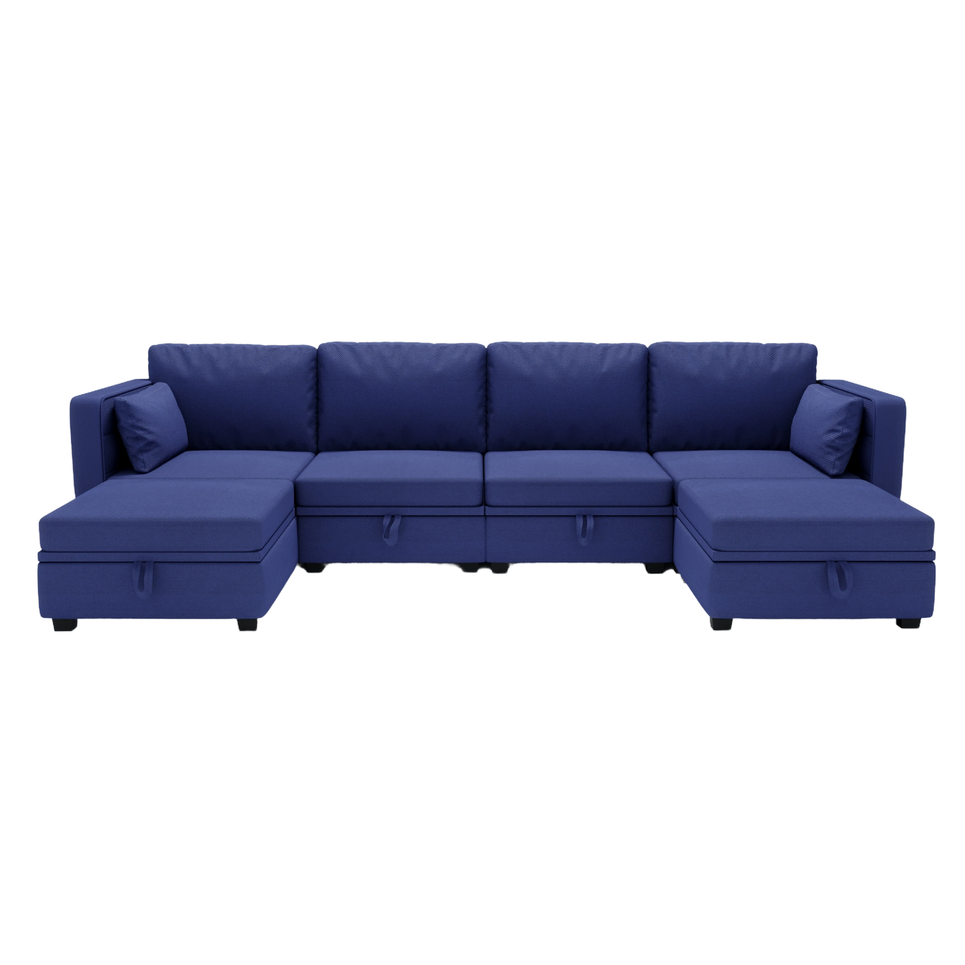 United We Win Modular Sectional Sofa U Shaped Modular Couch With Reversible Chaise Modular Sofa Sectional Couch With Storage Seats Navy Linen