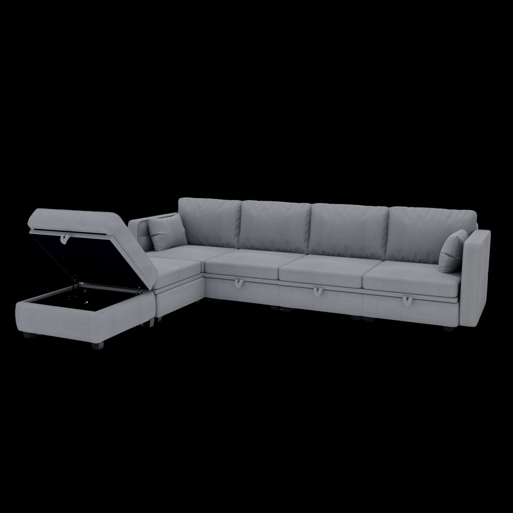 United We Win Modular Sectional Sofa U Shaped Modular Couch With Reversible Chaise Modular Sofa Sectional Couch With Storage Seats Gray Linen