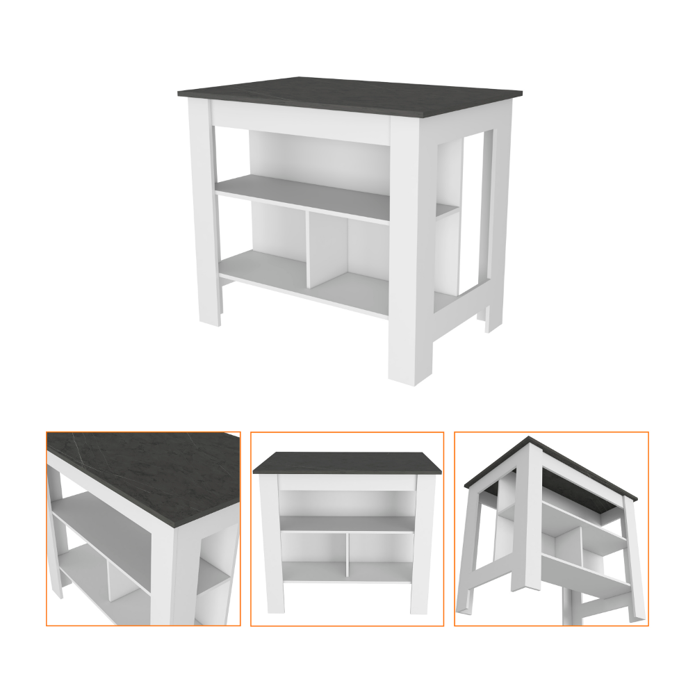 2 Piece Kitchen Set, Kitchen Island Lower Microwave Pantry Cabinetwhite Onyx White Particle Board Particle Board