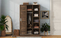 3 Door Shutter Wardrobe With Shelves, Walnut Sliding Walnut Shelf Bedroom Shelf Contemporary 3 Mdf