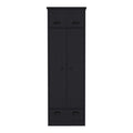 Dresser Closet With Upper Storage Covered With 1 Door, 2 Central Shelves, 1 Tube For Hanging Clothes Covered By 2 Doors, 1 Drawer At The Bottom, Black Black Particle Board Particle Board
