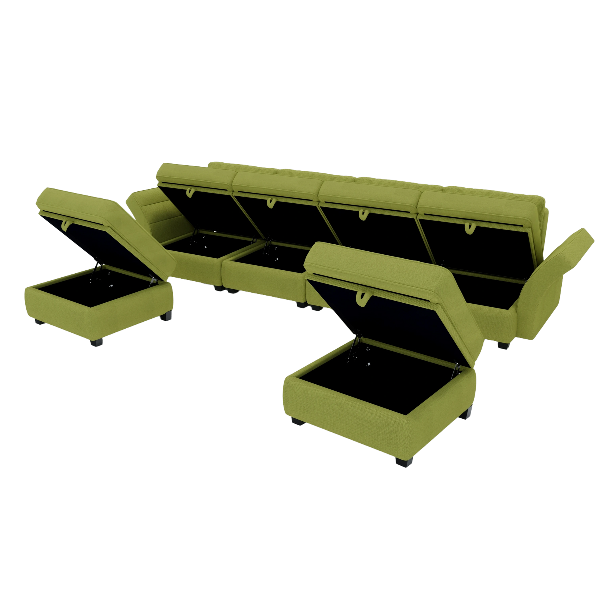 United We Win Modular Sectional Sofa U Shaped Modular Couch With Reversible Chaise Modular Sofa Sectional Couch With Storage Seats Olive Linen