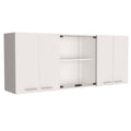 2 Piece Kitchen Set, Kitchen Island Cart 150 Wall Cabinet Glass, White Light Oak White Particle Board Particle Board