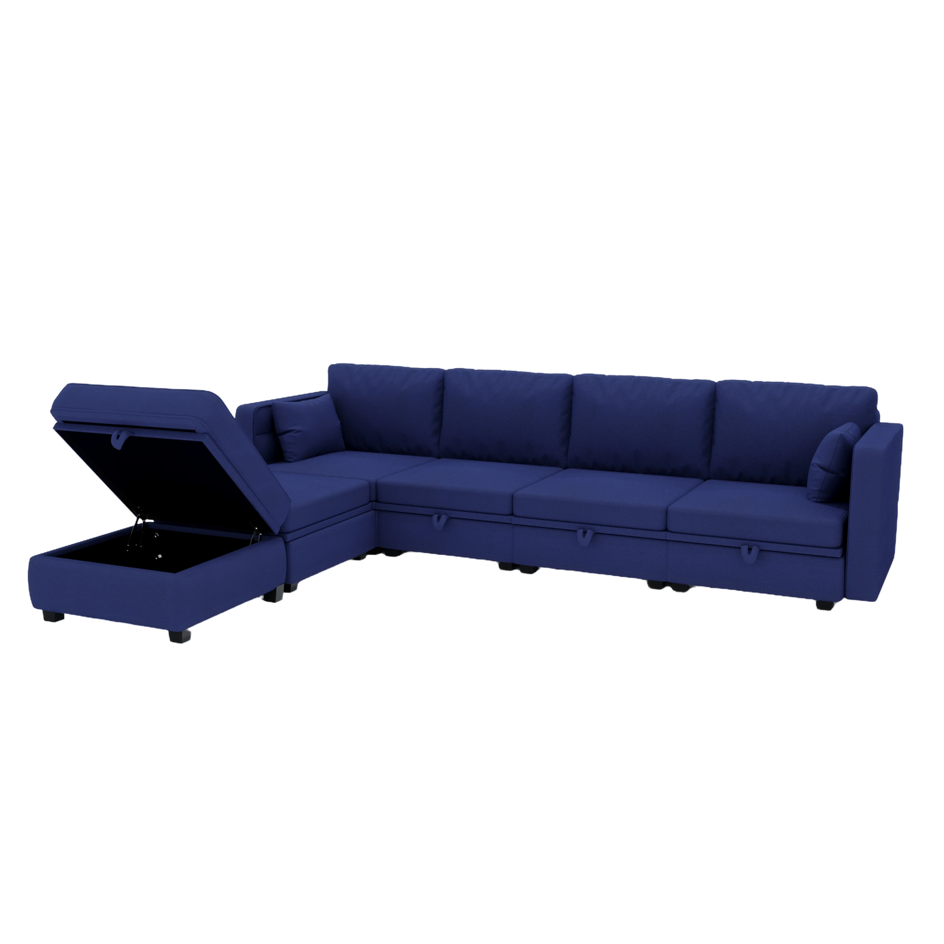 United We Win Modular Sectional Sofa U Shaped Modular Couch With Reversible Chaise Modular Sofa Sectional Couch With Storage Seats Navy Linen