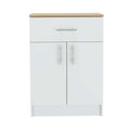 2 Piece Kitchen Set, Kitchen Island Table Pantry Cabinet, White Light Oak White Particle Board Particle Board