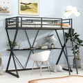 Twin Size Loft Bed With Desk, Ladder And Full Length Guardrails, X Shaped Frame, Black Old Sku: Mf297073Aab Box Spring Not Required Twin Black Metal Bedroom Bed Frame Metal