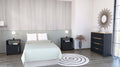 3 Piece Bedroom Set, Aralia Drawer Dresser, 2 Omaha Nightstands, Black Light Oak Black Particle Board Particle Board