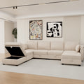 United We Win Modular Sectional Sofa U Shaped Modular Couch With Reversible Chaise Modular Sofa Sectional Couch With Storage Seats Beige Linen