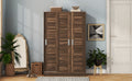 3 Door Shutter Wardrobe With Shelves, Walnut Sliding Walnut Shelf Bedroom Shelf Contemporary 3 Mdf
