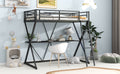 Twin Size Loft Bed With Desk, Ladder And Full Length Guardrails, X Shaped Frame, Black Old Sku: Mf297073Aab Box Spring Not Required Twin Black Metal Bedroom Bed Frame Metal