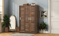 3 Door Shutter Wardrobe With Shelves, Walnut Sliding Walnut Shelf Bedroom Shelf Contemporary 3 Mdf