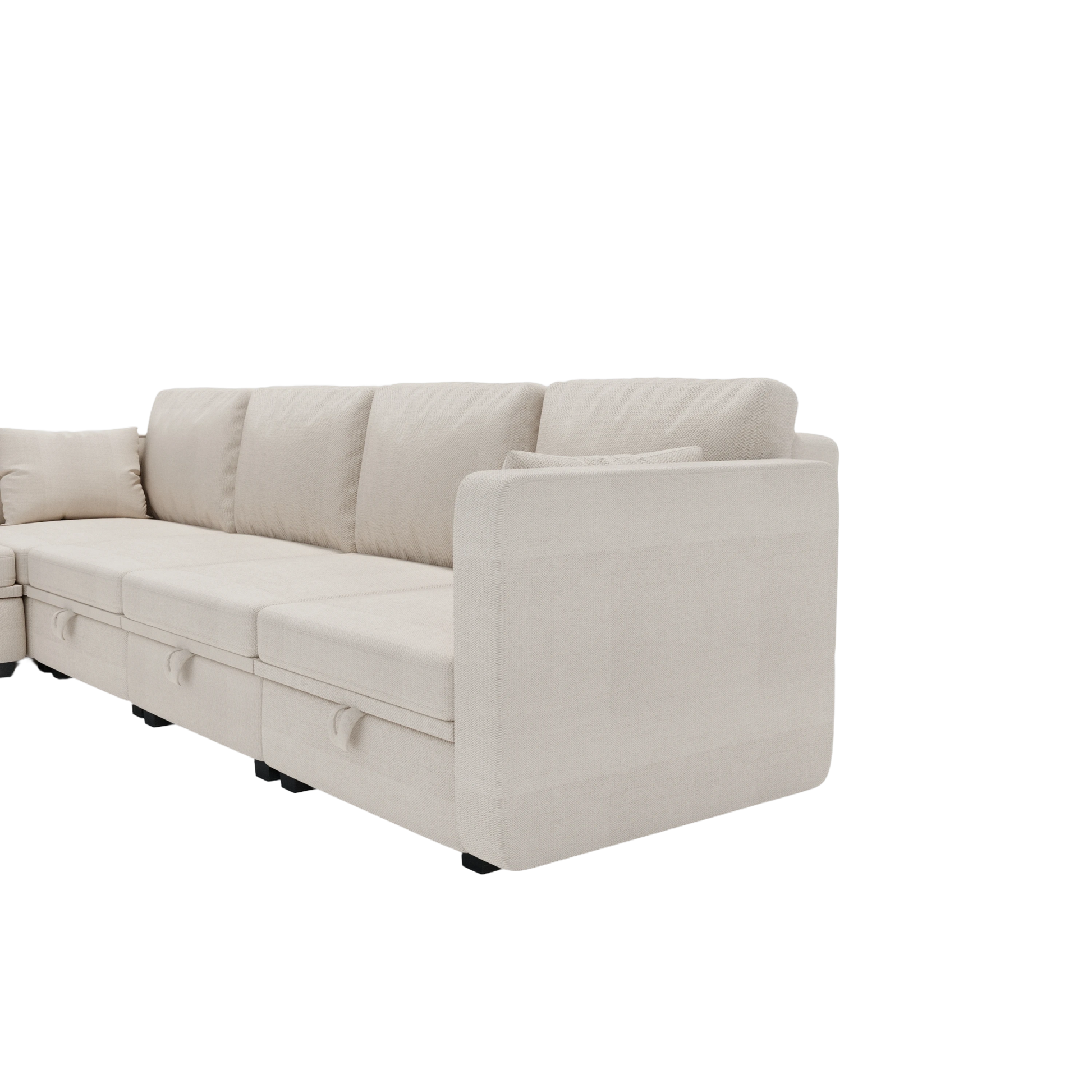 United We Win Modular Sectional Sofa U Shaped Modular Couch With Reversible Chaise Modular Sofa Sectional Couch With Storage Seats Beige Linen
