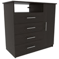 3 Piece Bedroom Set, Rioja 4 Drawer Dresser 2 Omaha Nightstands, Black Full Black 3 Piece Set Particle Board Particle Board