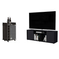 Harvey 2 Piece Living Room Set, Dallas Tv Stand Huali Bar Cart, Black Espresso, Black Espresso Black 70 79 Inches Particle Board Particle Board