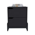 Nightstand With 2 Drawers, End Table With Sturdy Base, Black Black Particle Board Particle Board