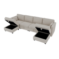 United We Win Modular Sectional Sofa U Shaped Modular Couch With Reversible Chaise Modular Sofa Sectional Couch With Storage Seats Beige Linen