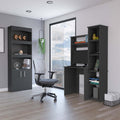 2 Piece Office Set, Bookcase Desk, Black Black Particle Board Particle Board