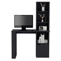 Writing Desk With Bookcase And Cabinet, Black Black Particle Board Particle Board