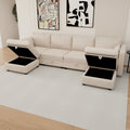 United We Win Modular Sectional Sofa U Shaped Modular Couch With Reversible Chaise Modular Sofa Sectional Couch With Storage Seats Beige Linen