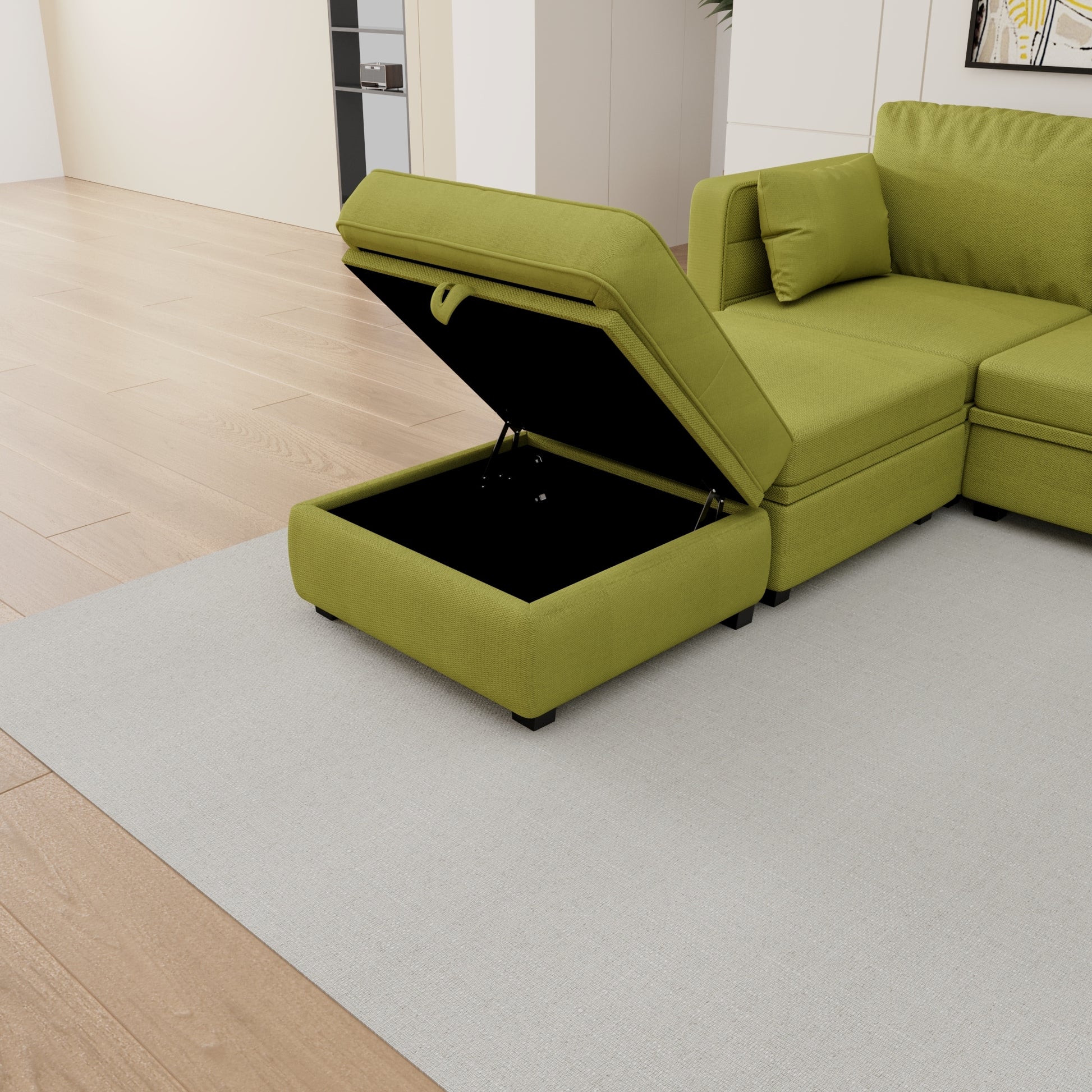 United We Win Modular Sectional Sofa U Shaped Modular Couch With Reversible Chaise Modular Sofa Sectional Couch With Storage Seats Olive Linen
