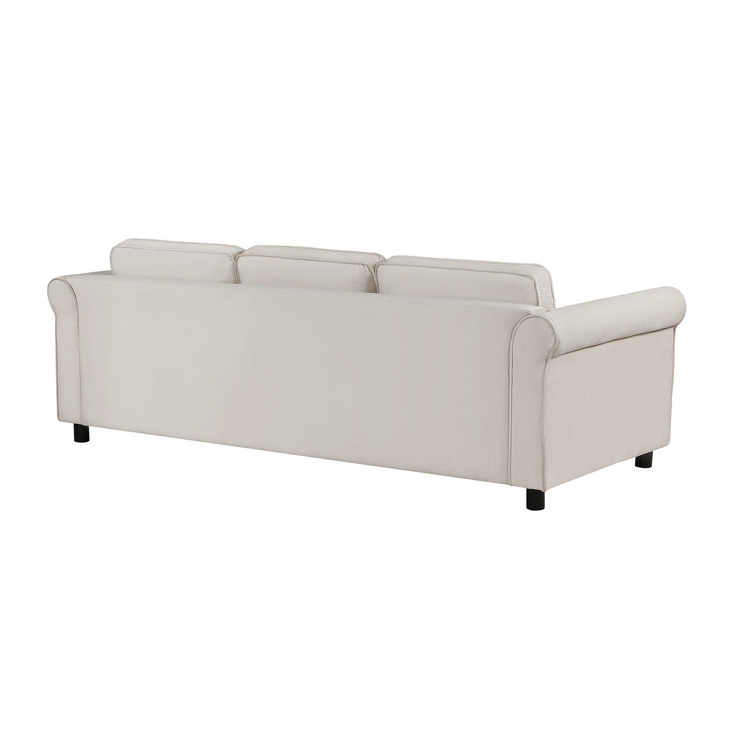 89.37" Mid Century Modern Couch Velvet Sofa Couch 3 Seater Sofa, Beige Beige Fabric